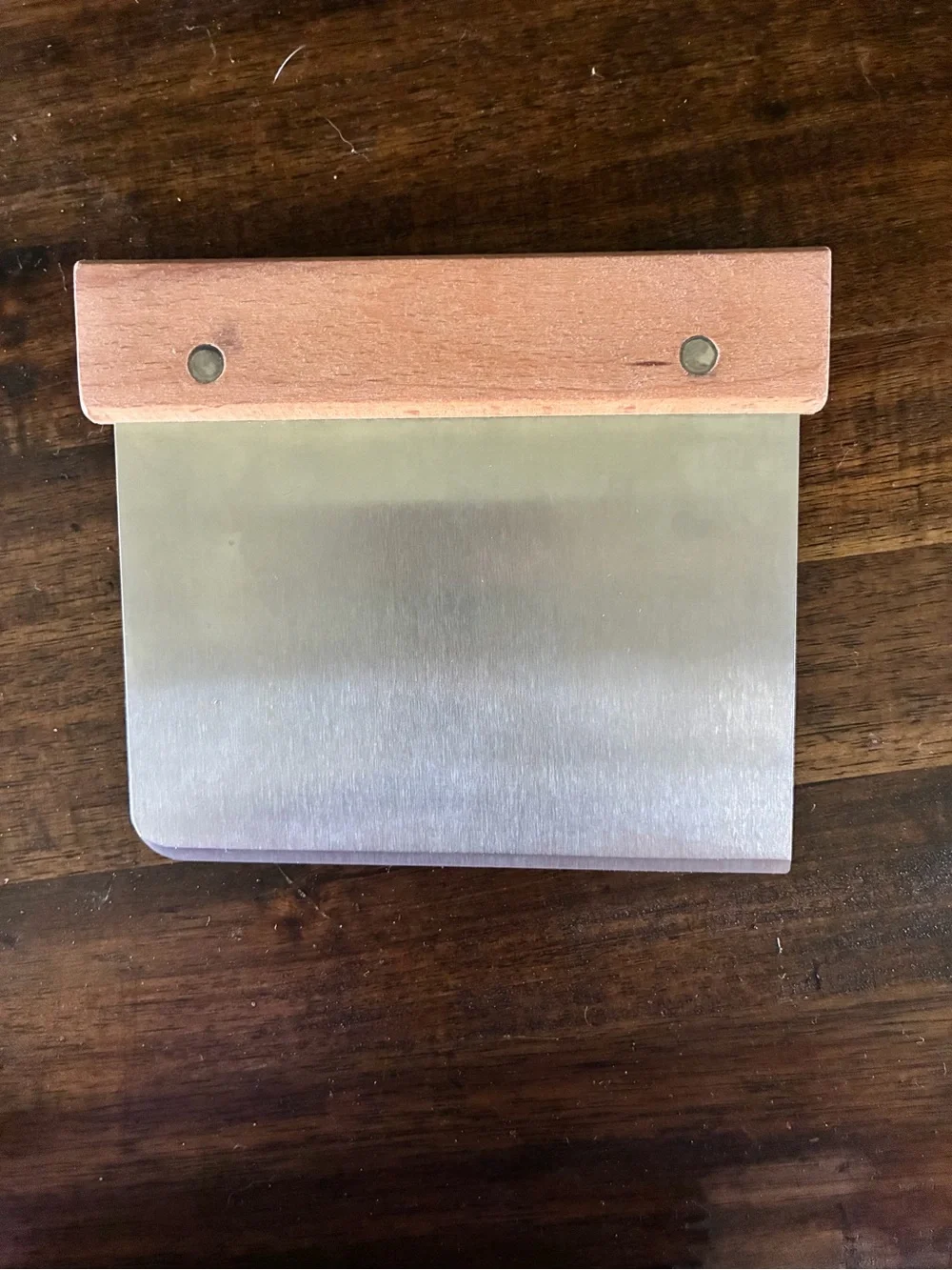 Stainless Steel Dough Scraper with Wooden Handle - Brown